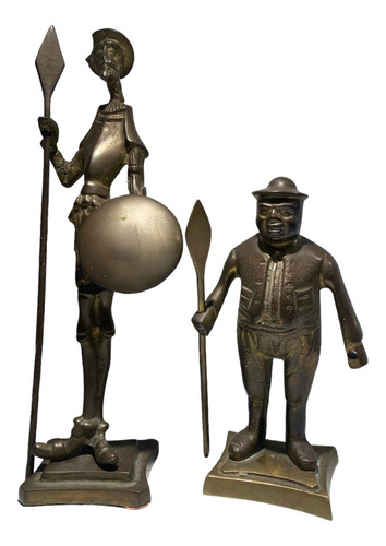Antiguas Esculturas En Bronce Don Quijote  Sancho Panza 