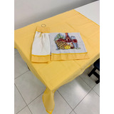 Kit Cozinha Amarelo Pano De Prato Bate Mão E Toalha De Mesa