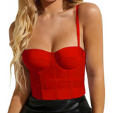 Bralet Corset Sexy De Malla Push Up Sujetador Crop Top Mujer