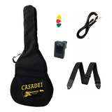 Kit Capa Guitarra/viola Cinturada Afinador Clip Correia Cabo