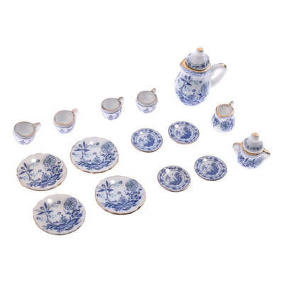 1:12 Miniaturas Juego De Té Chino De Porcelana Impresión