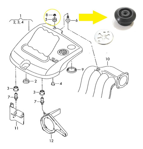 Goma De Tapa De Motor Embellecedora Golf Jetta A4 Ibiza 2.0l