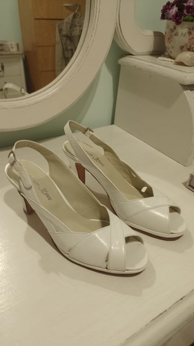 Zapatos De Fiesta, Novia, Color Blanco, Cuero