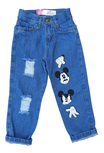 Pantalon Jeans Mom Rigido Mickey De Nena
