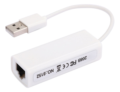 Adaptador Ethernet Usb2.0 Rj45 Chip Abs Rtl8152b Blanco