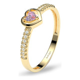 Anillo Dama Corazón Promesa Oro 10k Amelie Joyas Tallas Xxl