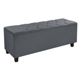 Recamier Báu Estofado 130cm Cama Box Casal Barcelona Cinza