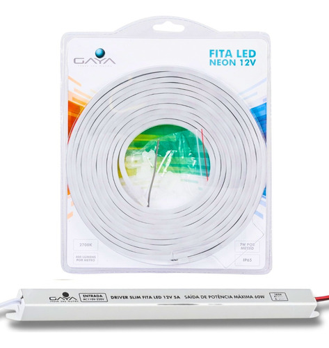 5m Mangueira Led Neon 7w Branco Quente 2700k + 1 Fonte 5a