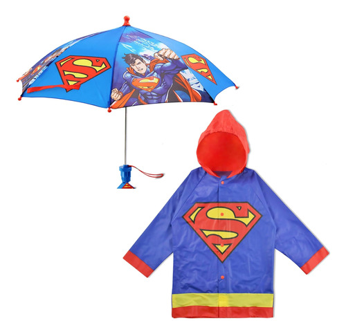 Dc Comics Juego De Paraguas Y Poncho Impermeable Para Niños,