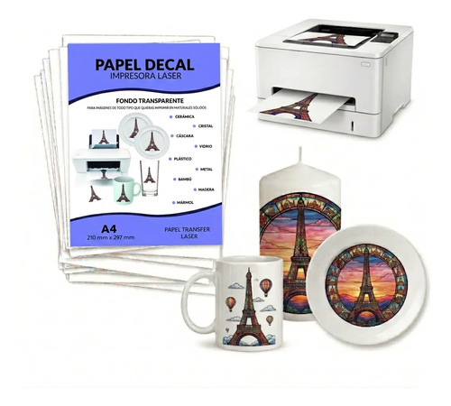 Papel Decal Imp Láser Cerámica Tazas Uñas Calcomanía 20hojas