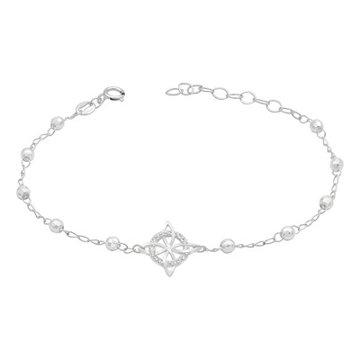 JOYARIS - Pulsera Ajustable Nudo de Bruja con Bolitas Diamantadas en Plata 925 Color Blanco – Amuleto de Protección y Estilo Esotérico | Envío gratis