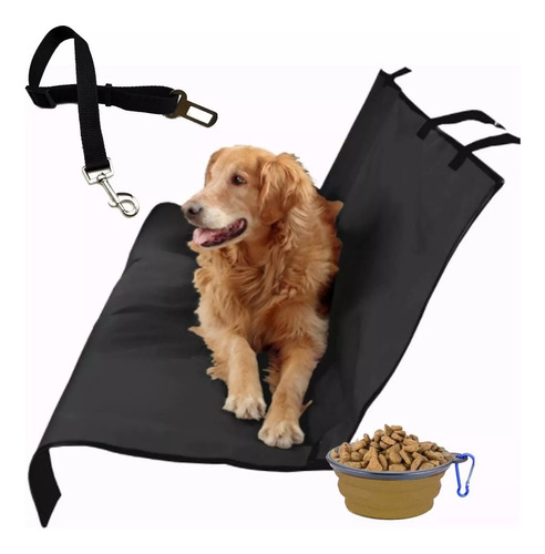 Funda Mascota Perro Cubre Asiento Auto + Cinturón + Bowl Col