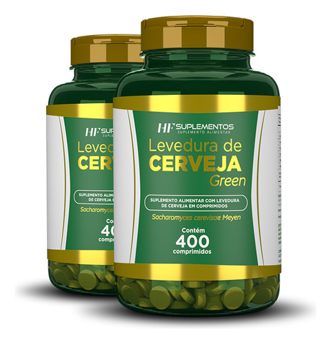 2x Levedura De Cerveja Green+ Hf Suplements 400 Comp