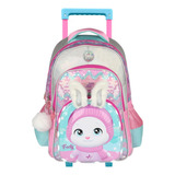 Mochila Carrito 18 PLG Conejo Rosa Con Luz Led - Footy