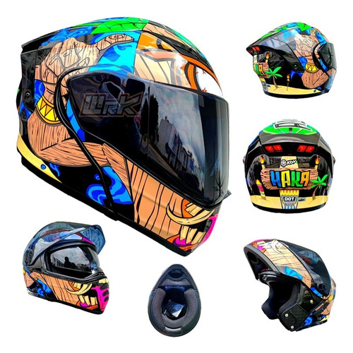 Casco Moto Negro Azul Haka Hawaiano Abatible Certificado Dot