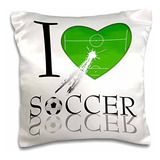 3d Rose Pc 101403 1  I Love Soccer En Funda De Almohada Verd