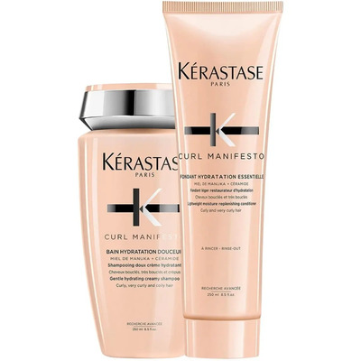 Kit Tratamiento Para Cabello Rizado Shampoo Bain Hydratation Douceur y Acondicionador Fondant Hydratation Essentielle Kerastase Curl Manifesto | Meses sin interés