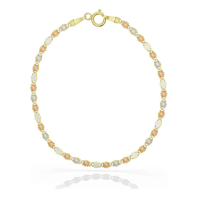 Pulsera Valentino Tricolor 10k Oro Italy 2mm 18cm Romantika Joyas Oro Puro 10k Hombre Mujer Dama Regalo Brazalete Oro Pulseras Oro Puro 10k Oro Italiano Italy Regalo Novia Novio Joyería Fina 10k | Envío gratis