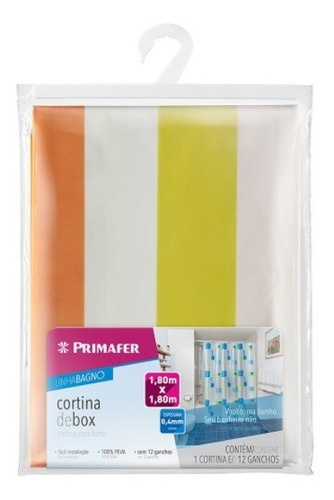 Cortina Para Box De Banheiro Primafer Pvc Pr2711 - Atlas Cor Branco Colorido