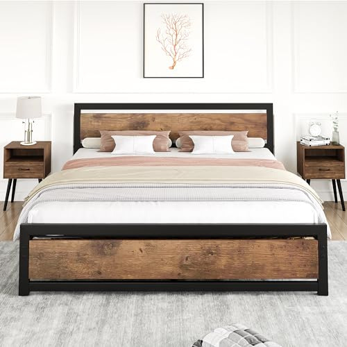 Base De Cama Queen Size De Madera Y Acero