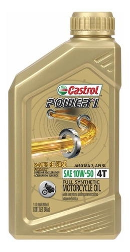 Aceite Para Motor Castrol Sintético 10w-50 Para Motos Y Cuatriciclos De 1 Unidad