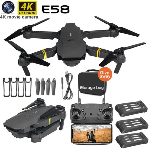 Drone E58 Com 2 Câmeras Hd 2.4ghz 3 Baterias