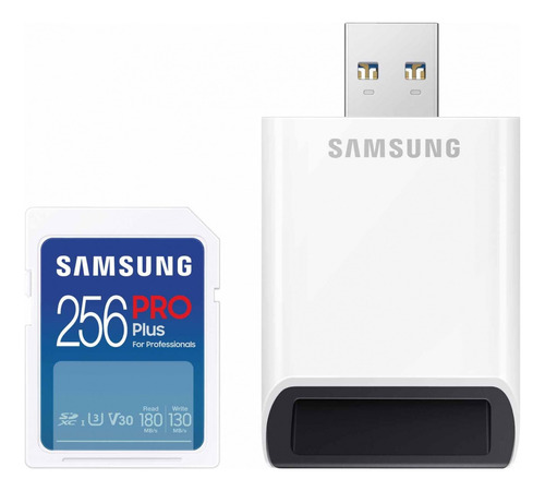 Tarjeta Memoria Sd Samsung Pro Plus Lector Usb 256gb 180mb/s