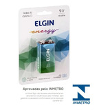 Bateria Alcalina 9 Volts Elgin 6lr61 Blister Com 1 Unidade