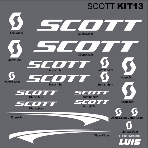 Scott Kit13 Sticker Calcomania Para Cuadro De Bicicleta Bici