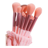 Set Brochas De Maquillaje 13 Pzs Profesional +bolsa Color Rosa