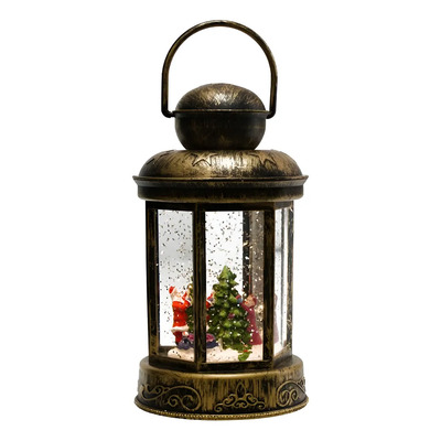 Luminária Lamparina Decoração Natalina Natal Papai Noel 19cm Marrom-escuro