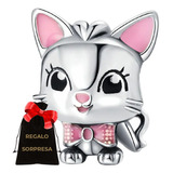 Charm Tierna Gatita Kitty Angel Alas Plata S925 Amor Corazón