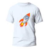Roupa Infantil Básica Estampada Foguete Camisa Para Menino