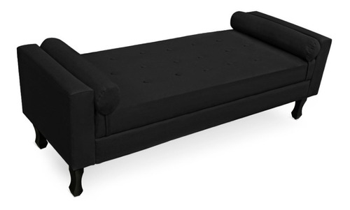 Recamier Calçadeira Baú Estofada Fênix 100 Cm Suede Preto