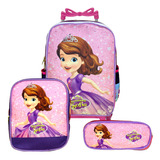 Kit Mochila Infantil Feminina Rodinha Princesa Sofia Toys 2u