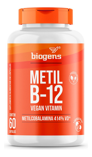 Metil B12 Vegana, Vitamina Metilcobalamina 60 Caps, Biogens