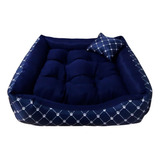 Caminha Para Cachorro Gato Pet Médio Almofada 60x60 Cor Azul Desenho Patinha