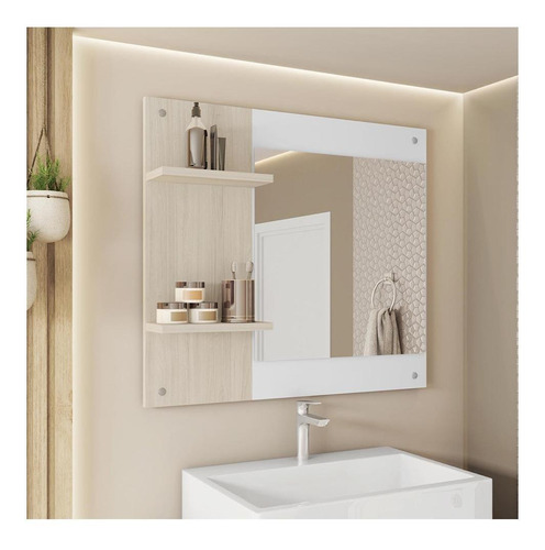 Painel Espelho Multifuncional Banheiro Marrom Towel Caemmun