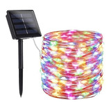 Guirnalda 300led Multicolor Solar Alambre Hada Rbg Boda 30m 