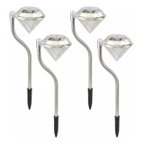 Pack 4 Estaca Cristales Diamante Solar Luz Fria Ip65