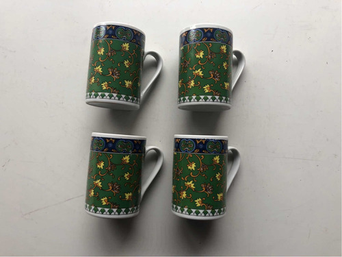 4 Jarros,mug Ceramica Para Cafe,dibujos Verde,amarillo Azul