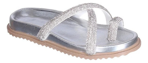 Sandália Feminina Papete Strass Flatform Rasteirinha De Luxo