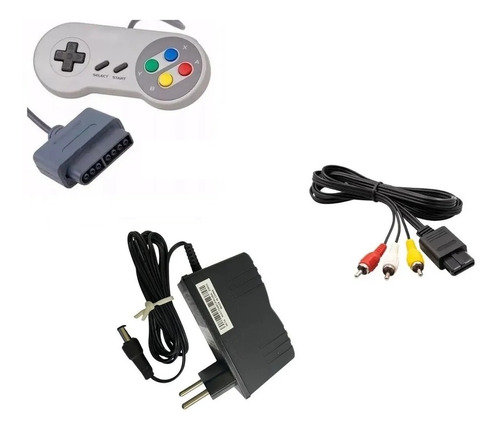 Kit 1 Controles Super Nintendo Snes 1 Fonte Bivolt 1 Cabo Av