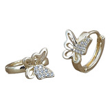 Aretes Arracadas Mariposa Chapado En Oro 18k Huggies