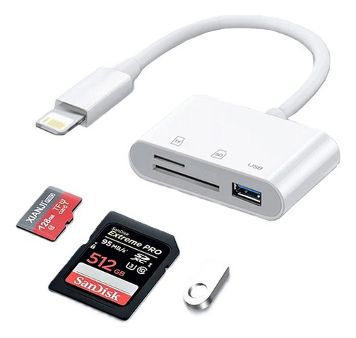 Lector Memoria Sd Tf Usb Otg Para iPhone iPad Garantía 1 Año