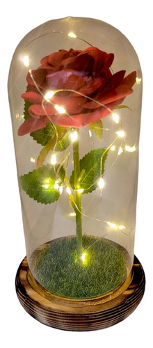 Luminária Rosa A Bela E A Fera 23 Cm Flor Cúpula Fio Fada