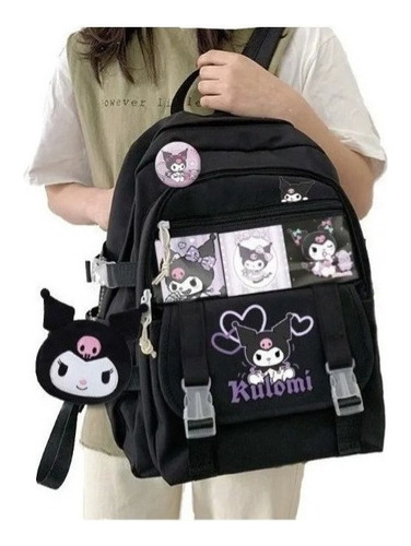 Jk Mochila Escolar Estilo Coreano Kawaii Sanrio Kuromi 4 Pie