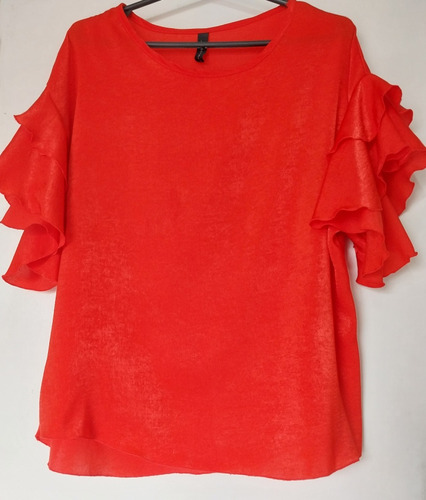 Blusa De Saten Rojo Marca Materia. Impecable Talle 48/50