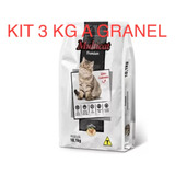 Kit 3 Kg Agranel Ração Multicat Premium Gato Castrado Frango