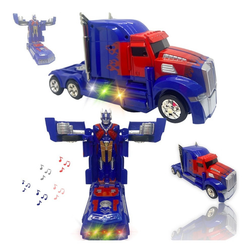 Caminhão Transformers Vira Robo Optimus Prime Som E Luz